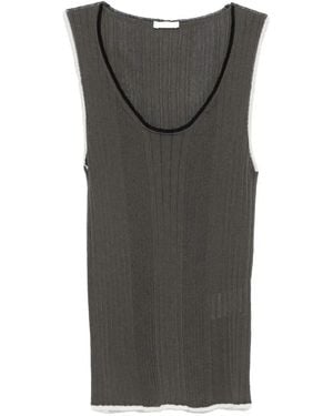 Roberto Collina Contrast-Stitch Ribbed Top - Gray