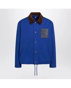 Loewe Longsleeve Cotton And Leather Jacket - Blue
