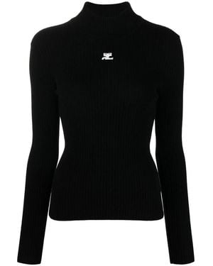 Courreges Courregès Logo Turtle-Neck Jumper - Black