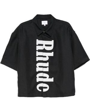 Rhude Center Logo Button Up Shirt - Black