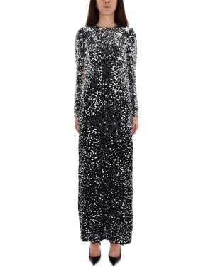 Rabanne Long Dress With Sequins - Black