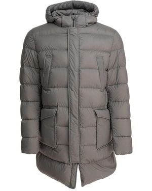 Herno Long Down Jacket With Hood Jackets And Coats - Gray