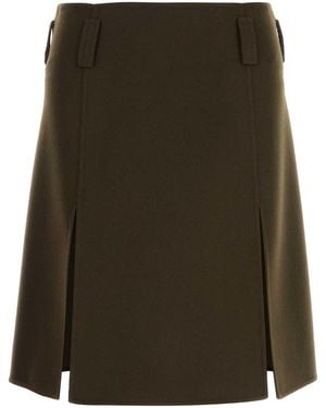 Miu Miu Inspired Mini Wool-Blend Skirt - Green
