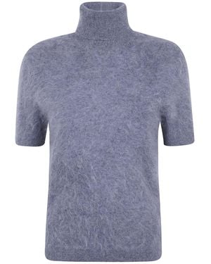 Seventy Cashmere Short Sleeves Turtle Neck Sweater - Blue