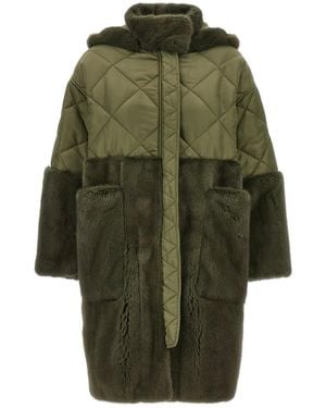 Blancha 'Nylon Diamond-Visone' Long Down Jacket - Green