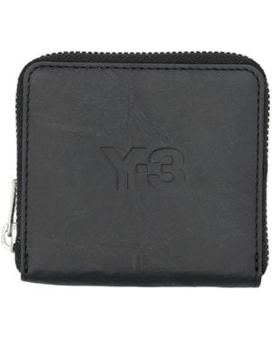 Y-3 All-Around Zip Crinkle Leather Wallet - Black
