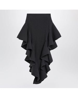Alaïa Alaia Bluegrey Wool Ruffle Skirt - Black