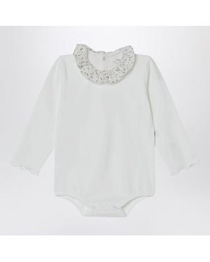 Teddy & Minou Bodysuit With Neckline And Floral Print - White