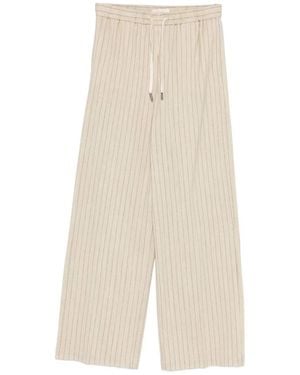Circolo 1901 Cotton Drawstring Waist Stripe Pants - White