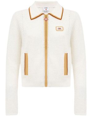CASABLANCA Piping-Detail Collared Jacket - White