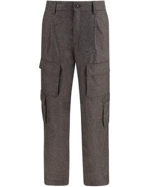 Brunello Cucinelli Virgin Wool Flannel Cargo Pants - Gray