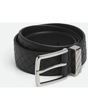 Bottega Veneta Intrecciato Leather Belt - Black