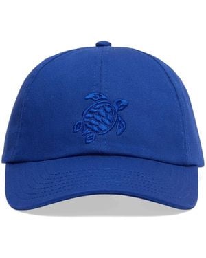 Vilebrequin Kids' Cotton Cap With Embroidered Turtle - Blue