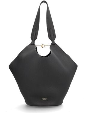 KHAITE Small Leather Lotus Tote Bag - Black