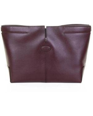 Tod's Medium-Small Leather Folio Bag - Purple