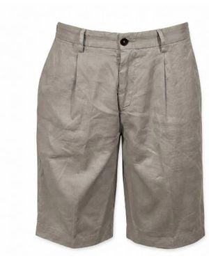 Devore Mud Cotton Pleated Detail Shorts - Gray