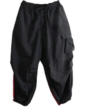 Y-3 Wide-Legged Tracksuit Bottoms With Side Stripe - Black