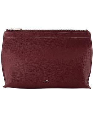 A.P.C. Le Neige Clou Clutch Bag – – Leather – Bordeaux - Red
