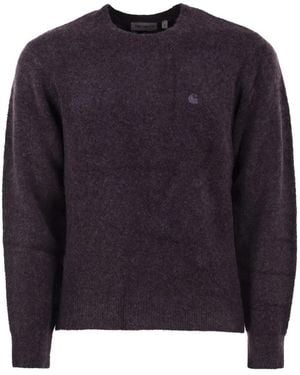 Carhartt Mélange Crew Neck Knit With Embroidered Logo - Blue
