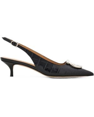 Ferragamo Bicolor Leather Flats - Black