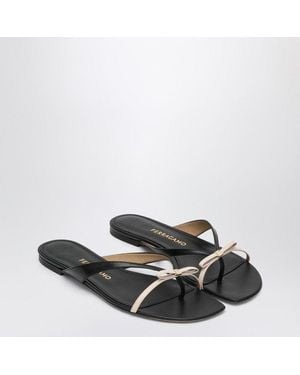 Ferragamo Mini Bow Flip-Flop And Powdery Regular Fit - Black