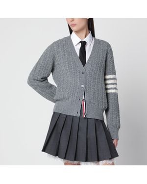 Thom Browne Light Anchor 4-Bar Cardigan - Gray
