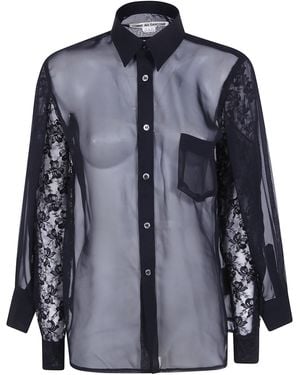 Comme des Garçons Polyester Georgette Thin Shirt - Blue