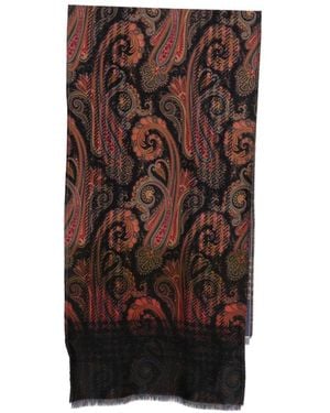 Etro Patterned Wool Scarf - Brown