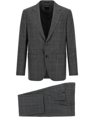 ZEGNA Square Flannel Dress - Grey