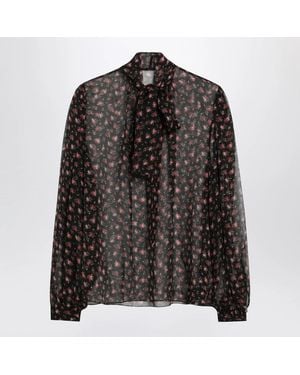 Dolce & Gabbana Dolce&Gabbana Chiffon Blouse With Small Rose Print - Black