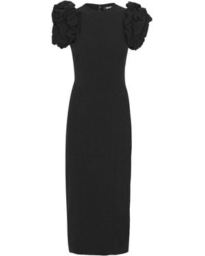 ROTATE BIRGER CHRISTENSEN Crepe Puffy Midi Dress - Black