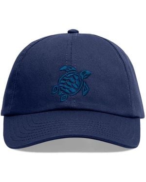 Vilebrequin Cotton Cap With Embroidered Turtle - Blue