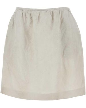 Miu Miu Style Chalk Linen Mini Skirt - White