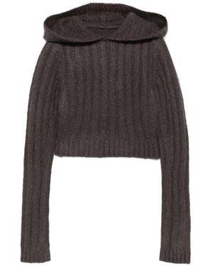 Rick Owens Cashmere Cropped Hoodie - Black