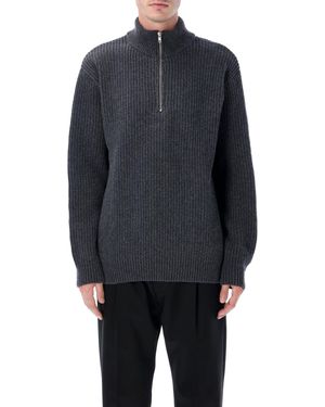 COLORFUL STANDARD Recycled Merino Wool Quarter Zip Sweater - Blue