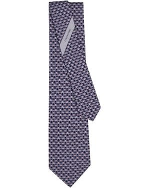 Ferragamo Tournament Print Silk Tie - Purple