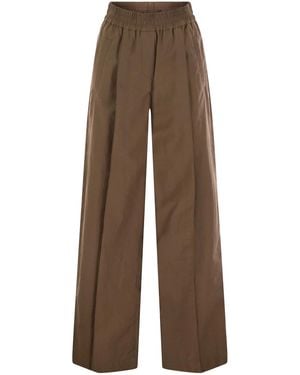 Brunello Cucinelli Loose Fit Cotton Trousers - Brown