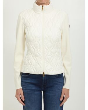 Moncler Quilted High-Collar Zip Jacket - White