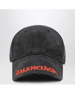 Balenciaga Cotton Drill Baseball Cap With Logo - Black