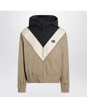 Valentino Butter And Camel Jacket With Vlogo Patch - Gray