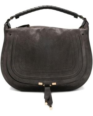 Chloé Marcie Suede Leather Hobo Bag - Black