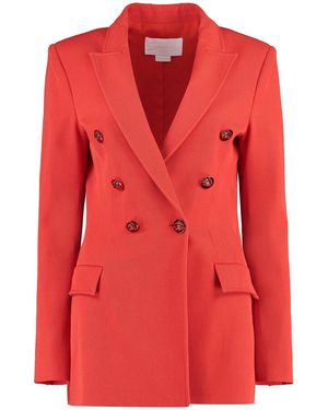 Genny Double-Breasted Wool Blazer - Red