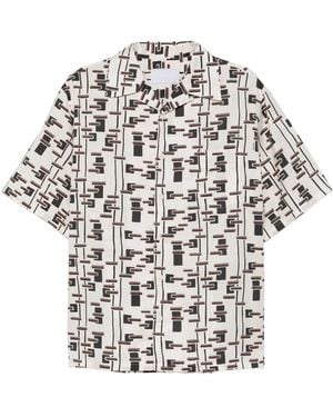 Prada Printed Cotton Silk Blend Shirt - White