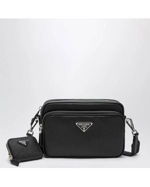 Prada Saffiano Leather Crossbody Bag - Black