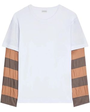 Dries Van Noten Loose Fit Contrast Striped Sleeves T-Shirt - White