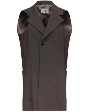 MM6 by Maison Margiela Jacket Neck Long Gilet - Brown