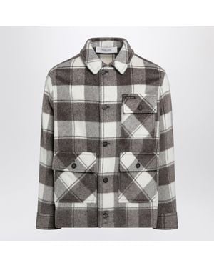 Golden Goose Shirt Jacket With Taupe/Cream Check Pattern - Grey