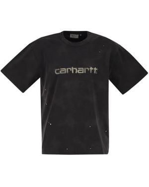 Carhartt Organic Cotton T-Shirt With Spray Effect Logo - Black