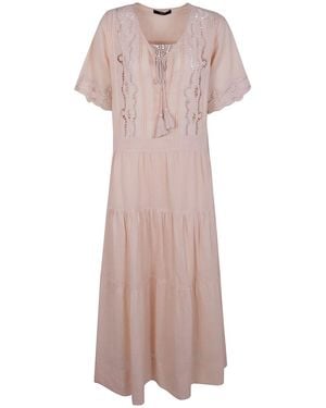 Seventy Ramie Embroidered Dress - Pink