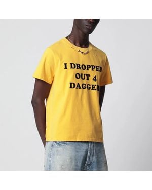 DAGGER Distressed I Dropped Out For T-Shirt - Yellow